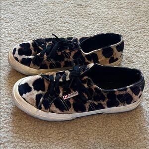 Last chance! Superga Leopard Print Lace Up Sneakers Size Women 8